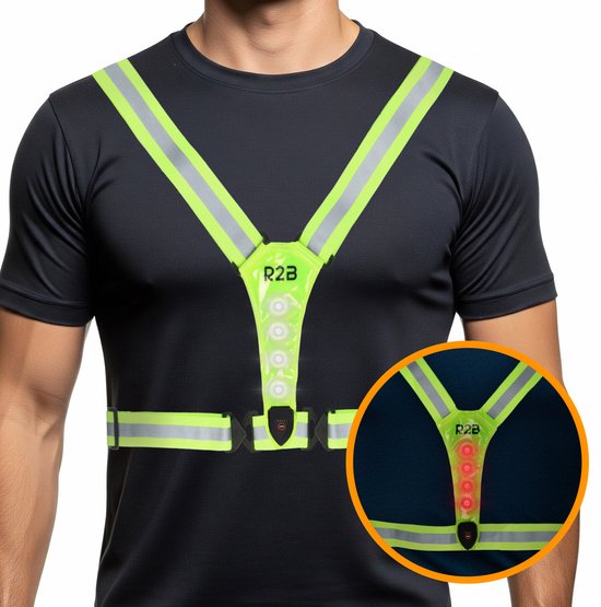 R2B reflecterend hardloopvest met verlichting