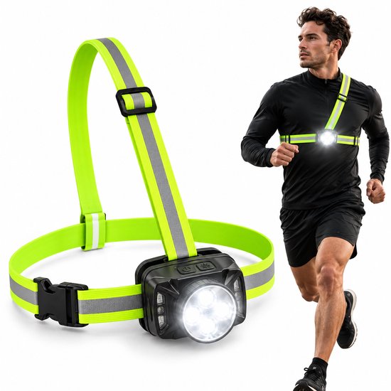 Disciplined LED-hardloopvest met borstlamp